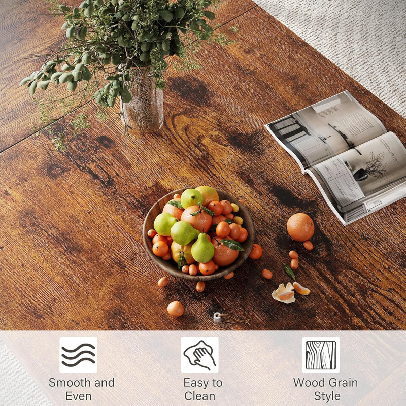 Dining Table For 6-8 People - 71 Inch Rectangular Wood Dining Table Rustic Style Kitchen Table, Brown