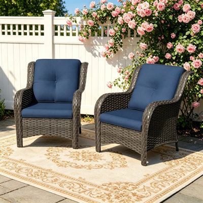 2-Person Polyethylene (PE) Wicker Outdoor Lounge Armchair with Cushions