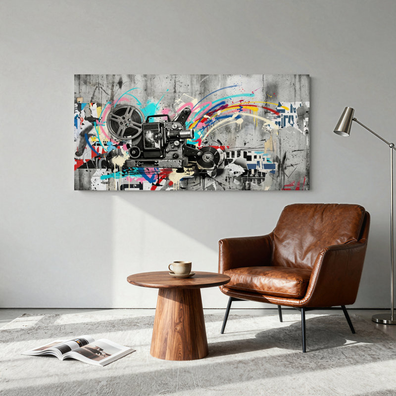 Ensemble de 1 tableau sur toile de style graffiti urbain, 48“W x 24”H, Wrapped Canvas