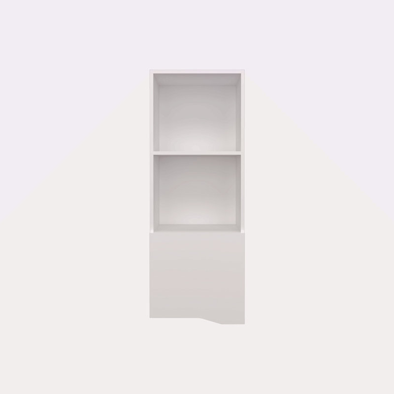 43" Tall One-Door Wall Cabinet With Two Open Shelves, Medicine Cabinet, White