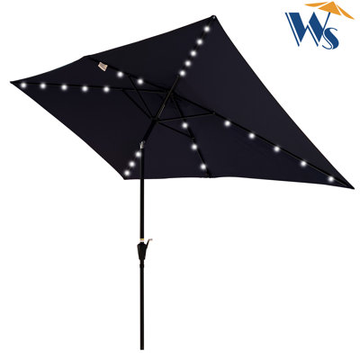 Parasol rectangulaire 10 x 6,5 pi avec lumières solaires - Teinture, patio à DEL bleu marine 10 x 6,5 pi, auvent