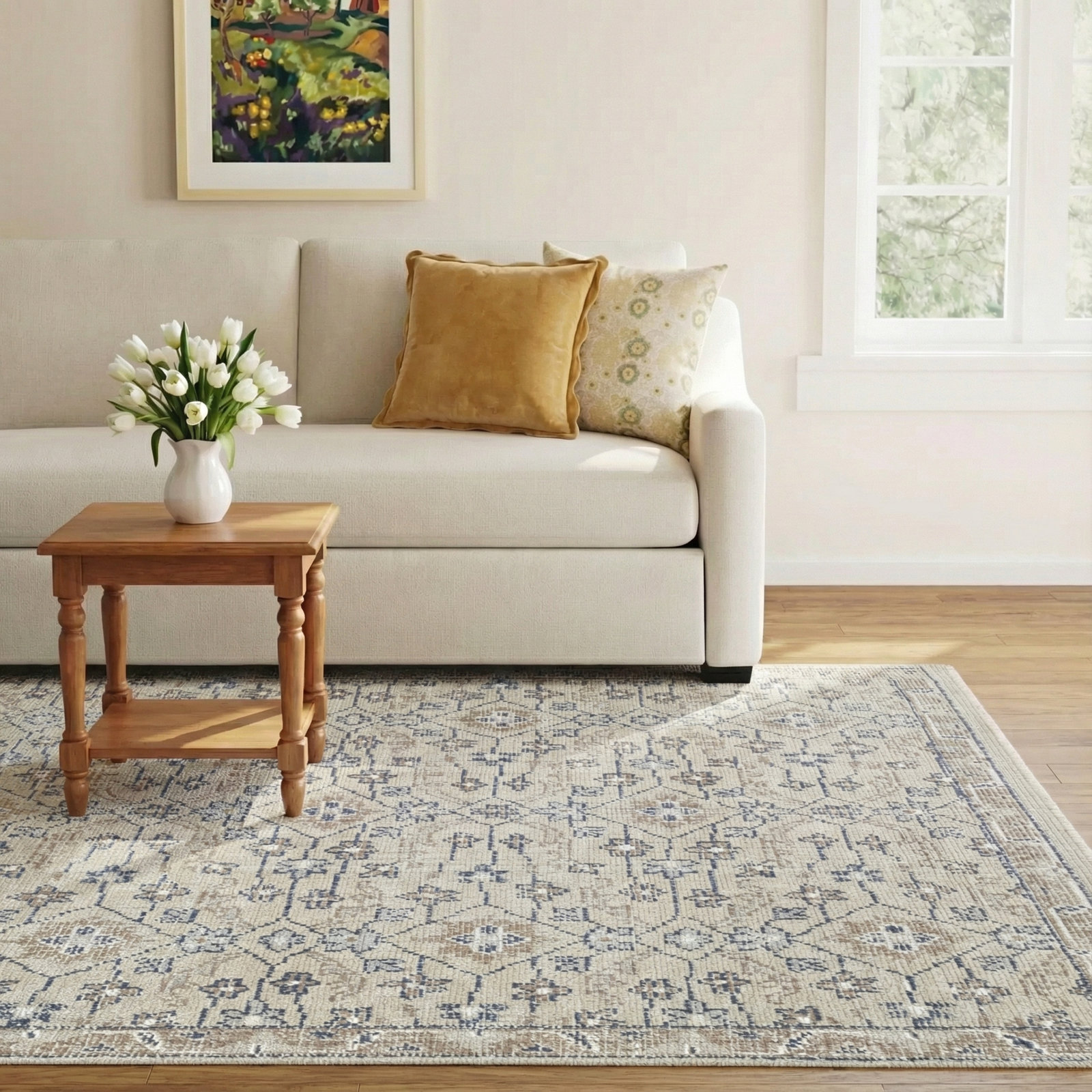 Hand-Woven Floral Rug, Rectangle 7'6" x 9'6"