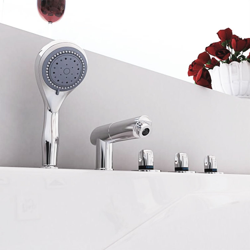 Baignoire tourbillon de coin en acrylique avec robinet 71 po x 47 po VERona, Blanc