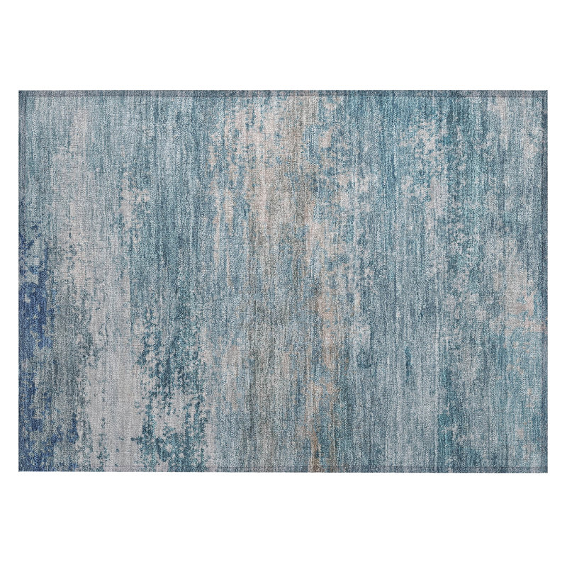 Machine Washable Indoor/Outdoor Xhevrie Sky Rug, Rectangle 1'8" x 2'6"
