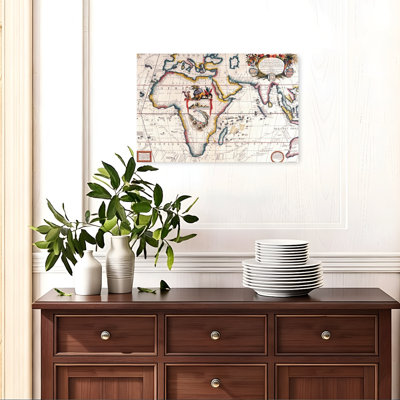 Antique Asia And Africa Map Classic Retro Vintage Wall Art Print