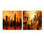 «Modern Cityscape Skycraper Bronze Blocks - Skyscrapers», ensemble de 2 peintures murales en acrylique-255563451