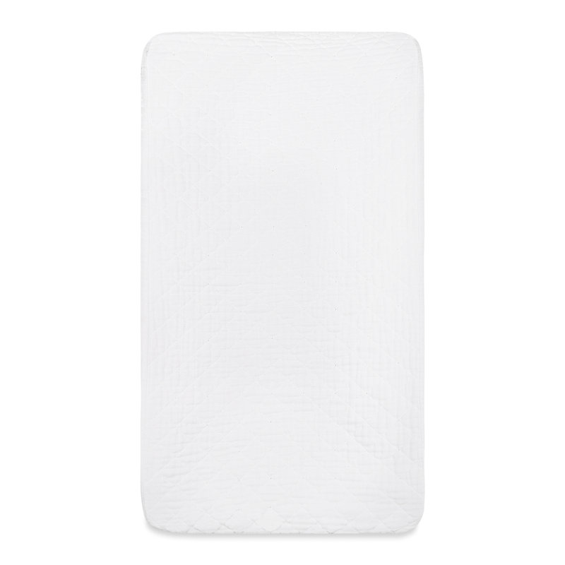 Plain White Quilted Muslin Changing Pad Cover