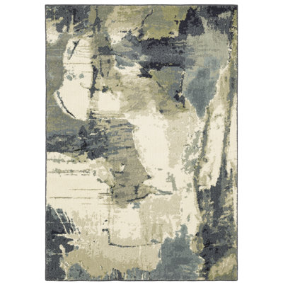 Tapis d'intérieur abstrait bleu / gris Sloane