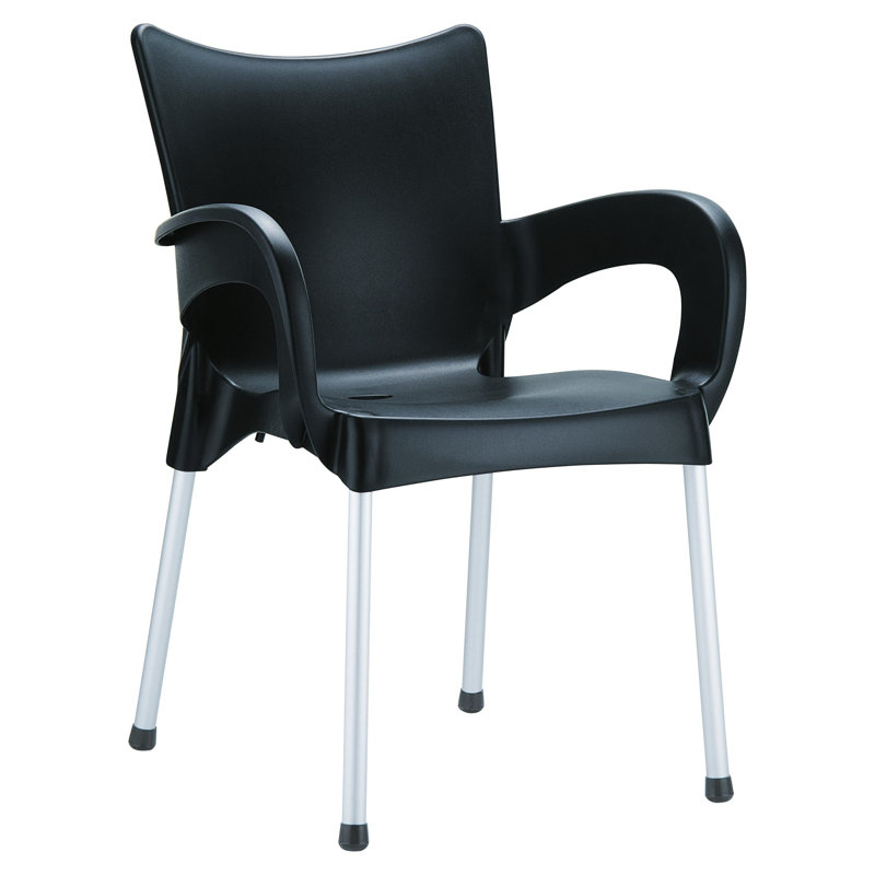 Fauteuil de patio empilable Goines, Noir