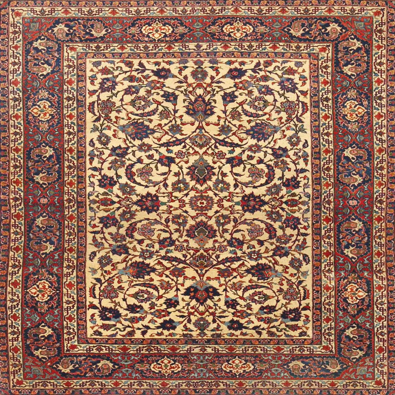 Tapis traditionnel mehroon/gris area Thornhill, Carré 6 pi