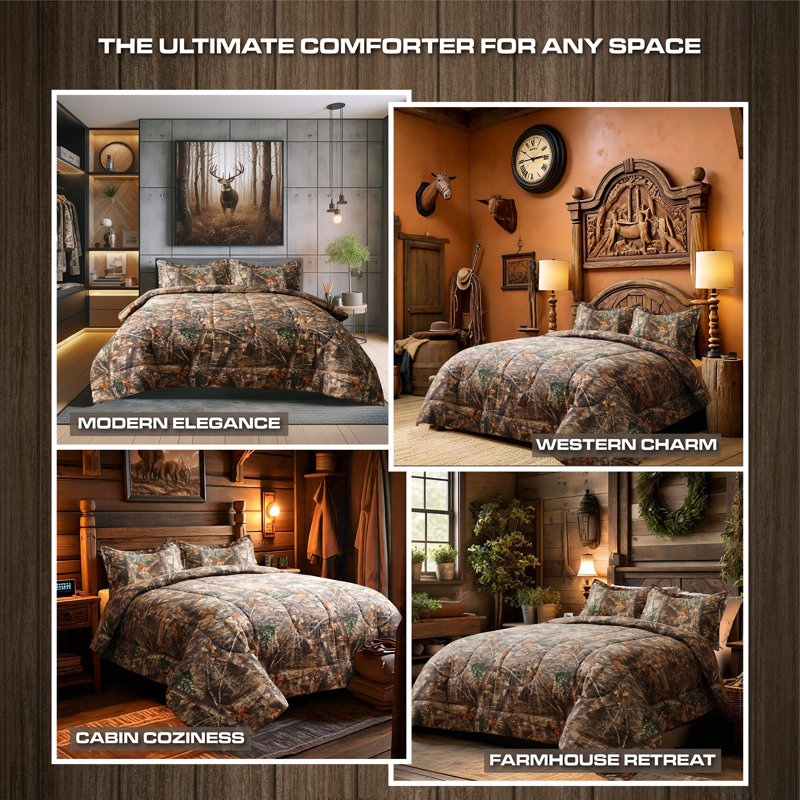 Ensemble d'édredon Realtree Edge Camo, Édredon double et 2 taies décoratives