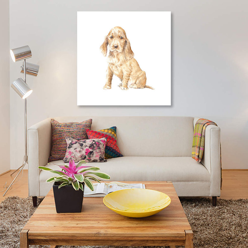 « robineter épagneul chiot », reproduction sur toile, H 26 po x l 26 po x P 1,5 po, Toile tendue, Pas de tapis