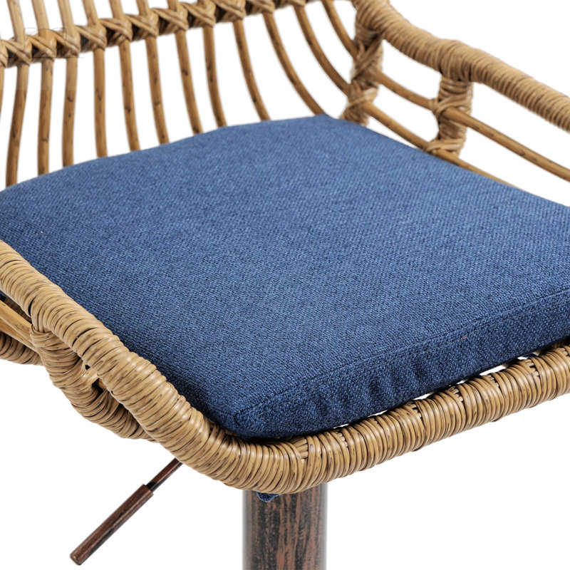 Gallinas 19.29'' Wide Swivel Armless with Footrest, Blue