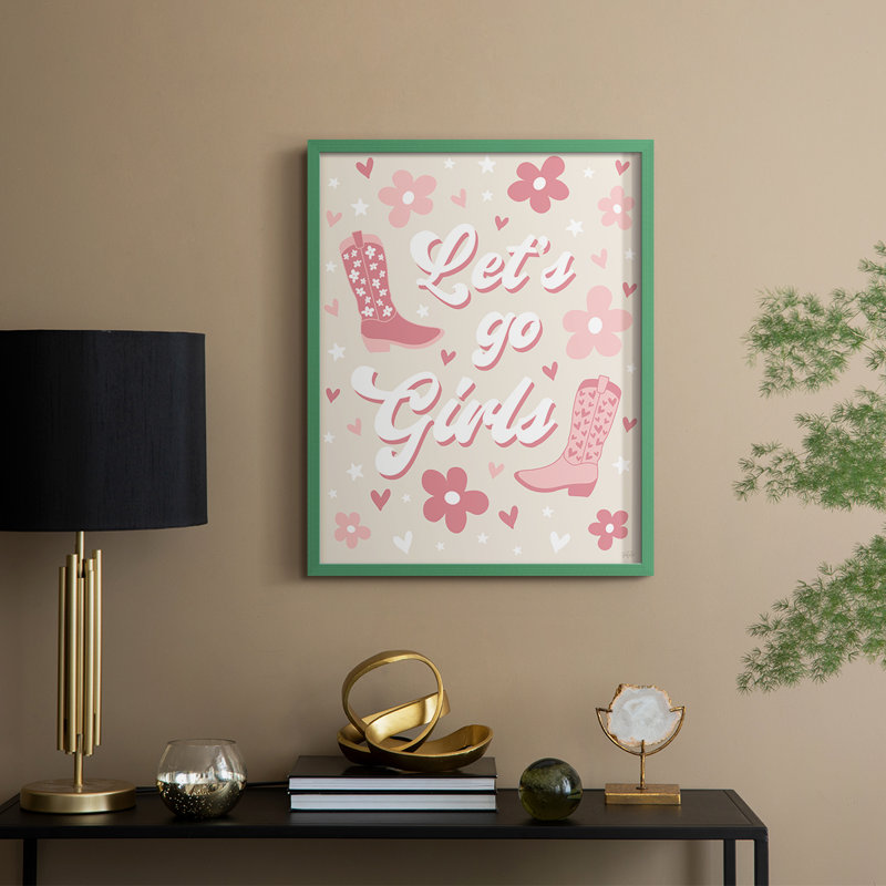 «Let Go Girls», reproduction encadrée - bois massif, H 15 po x l 12 po, Vert