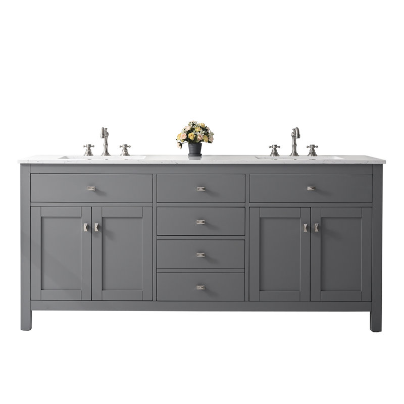 Meuble-lavabo double transitionnel gris Odilion, Gris