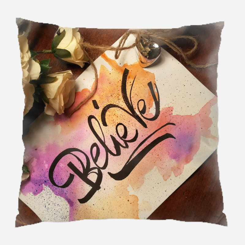 Coussin de jeté écrit Ricci, Microsuède, Intérieur