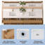 Meuble-lavabo mural double 84 po avec comptoir en pierre de quartz blanc pur et lavabos doubles en céramique