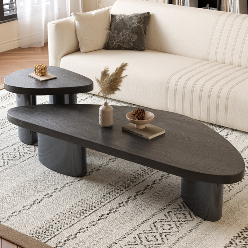 All solid wood multi-functional simple tea table, Black, 16.54" H x 62.99" L x 27.56" D