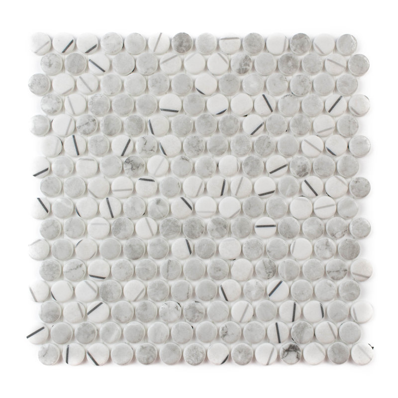Eterna Penny 12"x12" Recycled Glass Mosaic Tile, Gray