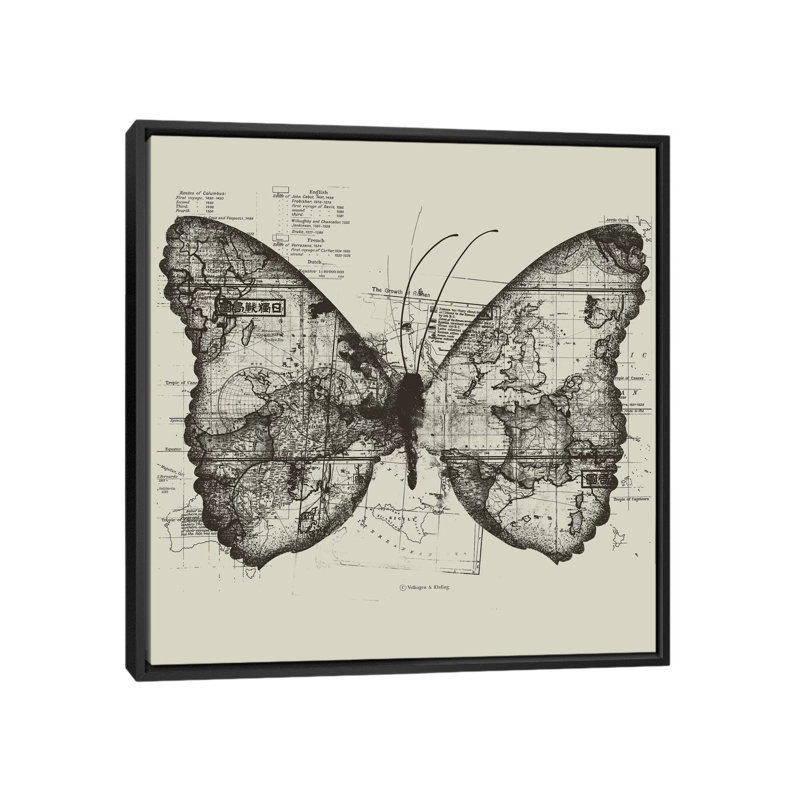 «Butterfly Effect», impression sur toile, H 26 po x l 26 po x P 1,5 po, Toile encadrée noire, Pas de tapis