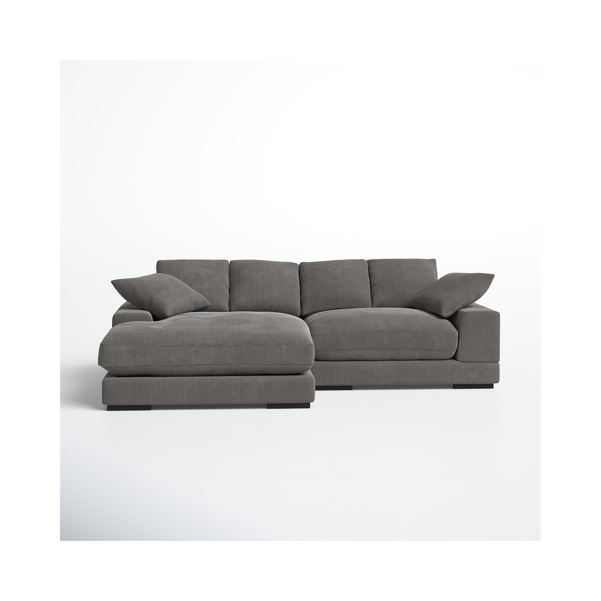 Lonsdale Chaise Sectional, Gray Corduroy