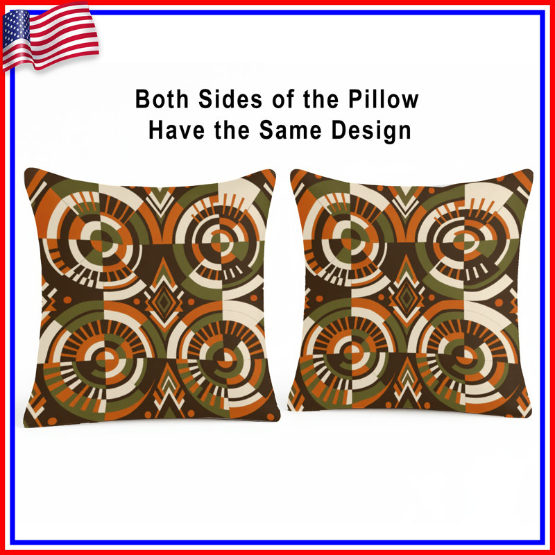 Geometric Circular Patterns Double Sided Throw Pillows, 16 x 16 inches