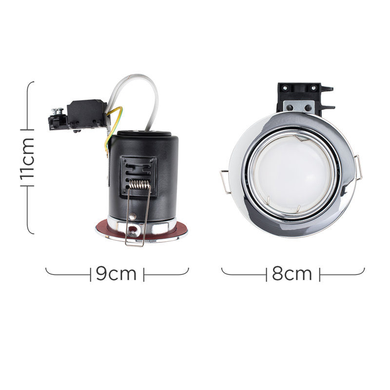 Ambrose Fire Rated Cool Tiltable Retrofit Downlight, 6500K, Chrome