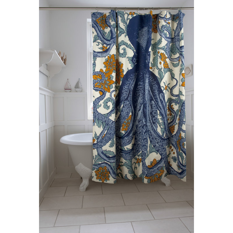 Rideau de douche en coton Evgenii Octopus