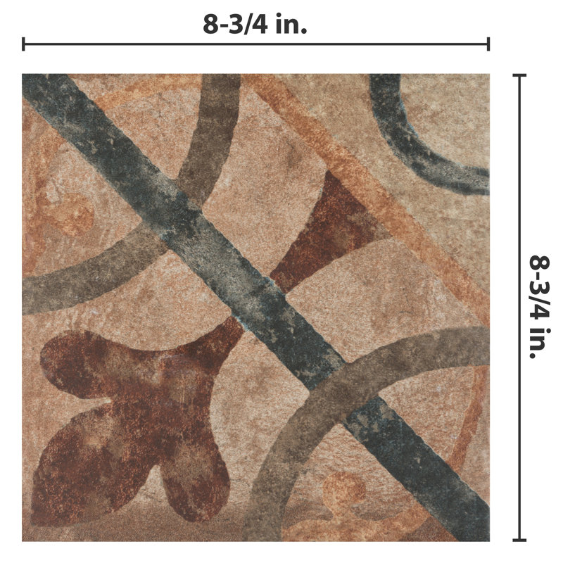 Americana Cleveland 9" x 9" Porcelain Patterned Wall & Floor Tile