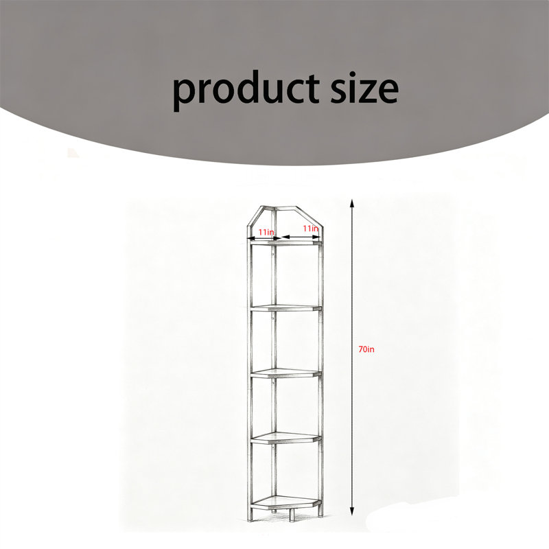 5-Tier Corner Shelf – 70" Tall Ladder Bookcase & Plant Stand, Gold