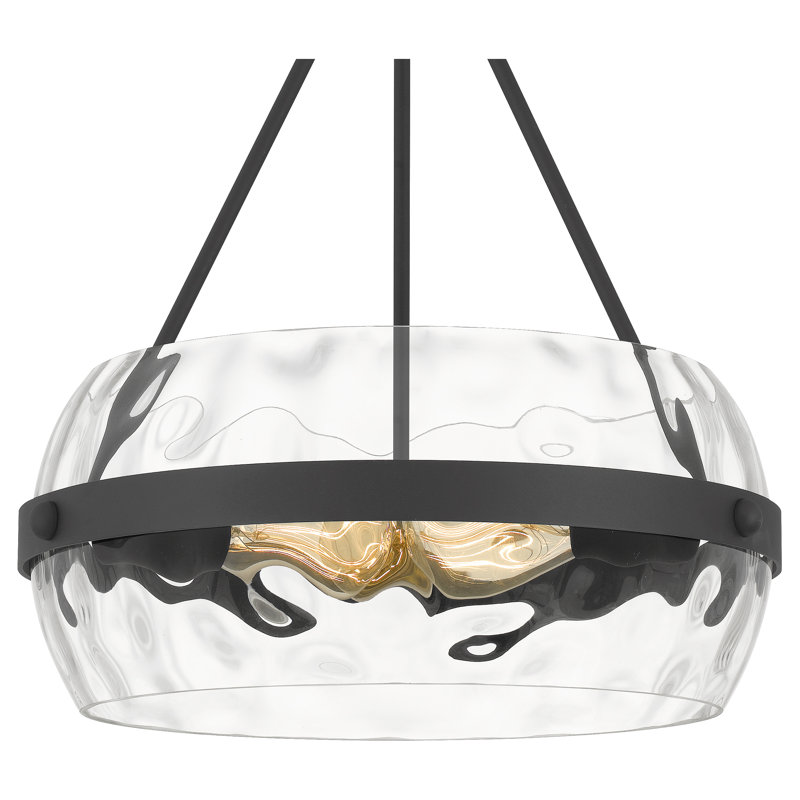 Luminaire suspendu tambour 3 lumières Melvina, Noir terre