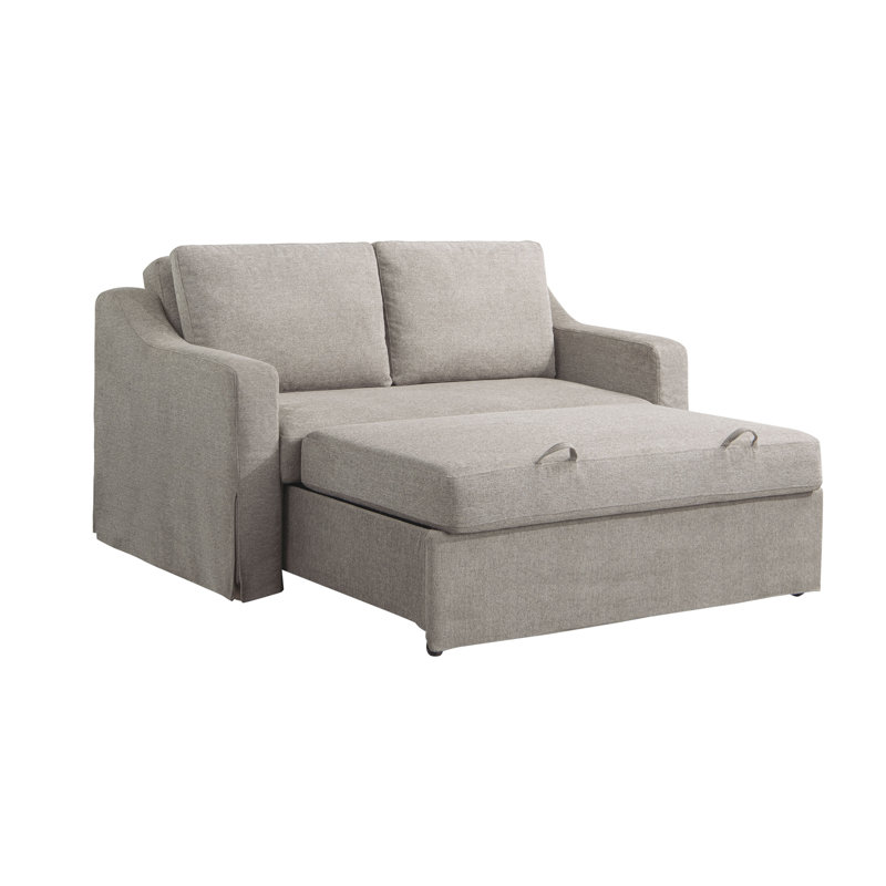 Serta Harvey 66.1" Convertible Loveseat, Full-Size Sleeper, Easy Assembly, Textured Woven Fabric, Flax