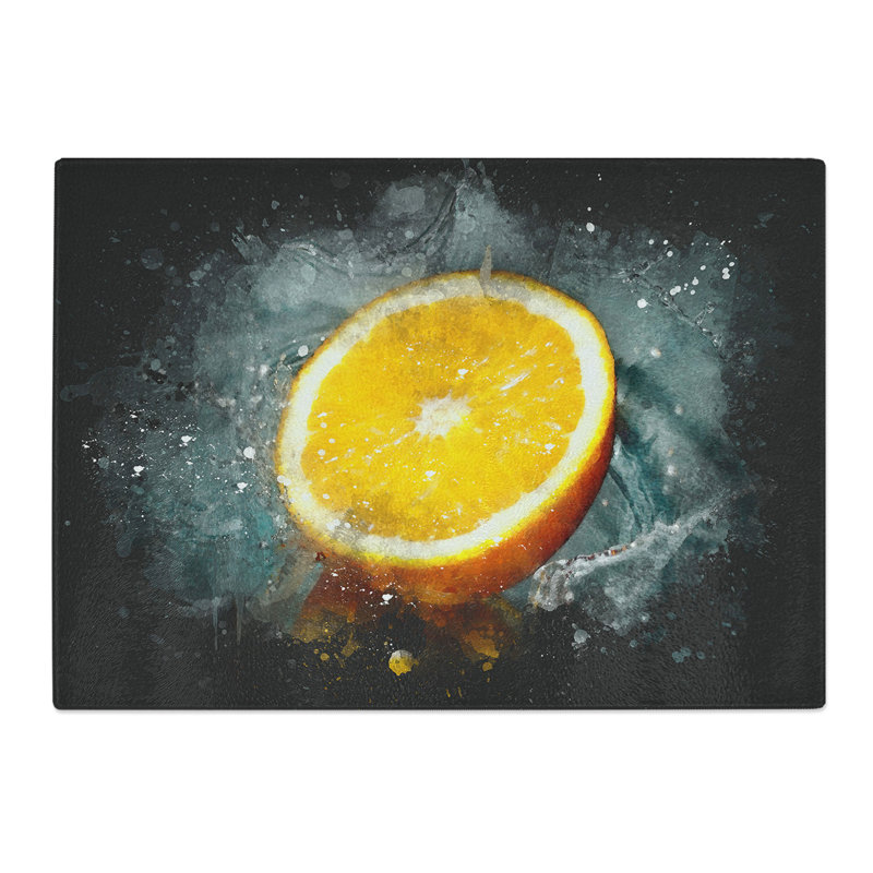 Sliced Orange Fruit Paint Splash Chopping Board, 28.5cm W x 39cm L