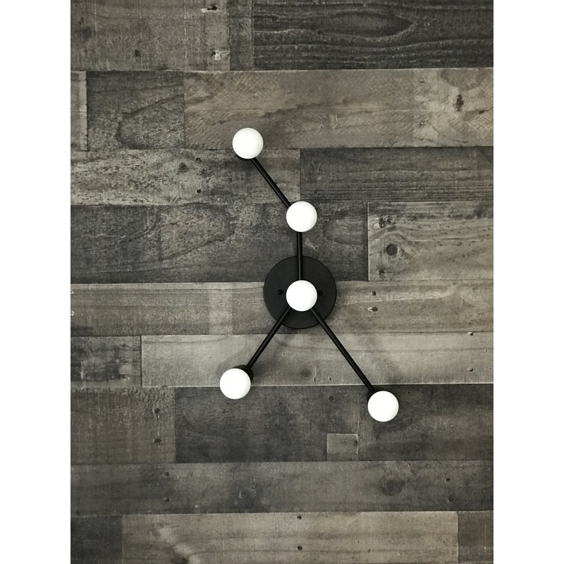 Appliquee à bras 5 lumières zodiac cancer Lever, Noir mat