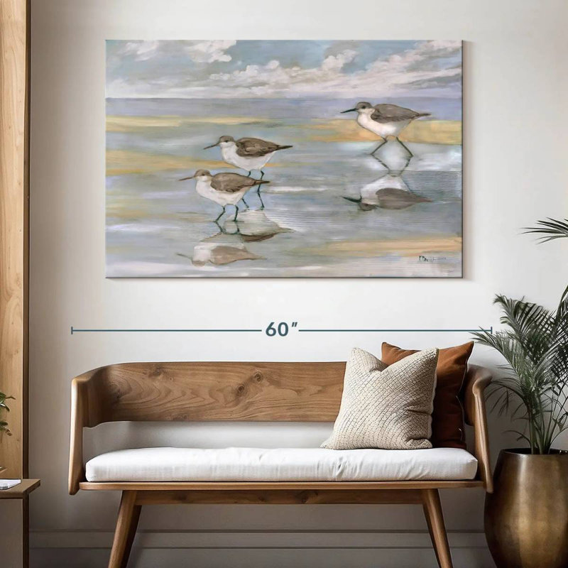 Sunlight Reflections Three Sandpipers, 34" H x 51" W