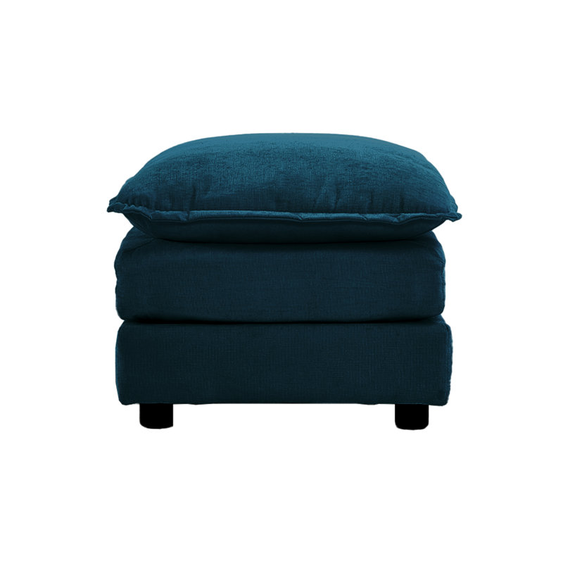 Repose-pieds rembourré Farsad, Bleu, H 19 po x l 35 po x P 22,4 po