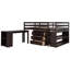 Lit mezzanine polyvalent en bois massif pour étude et rangement pour enfants - Espresso