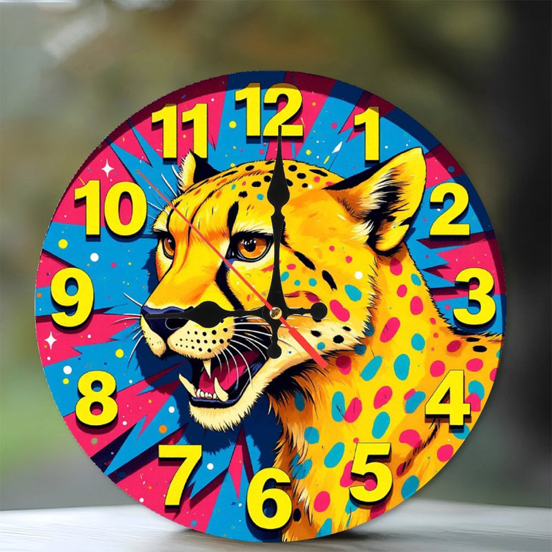 Horloge guépard, conception pop art