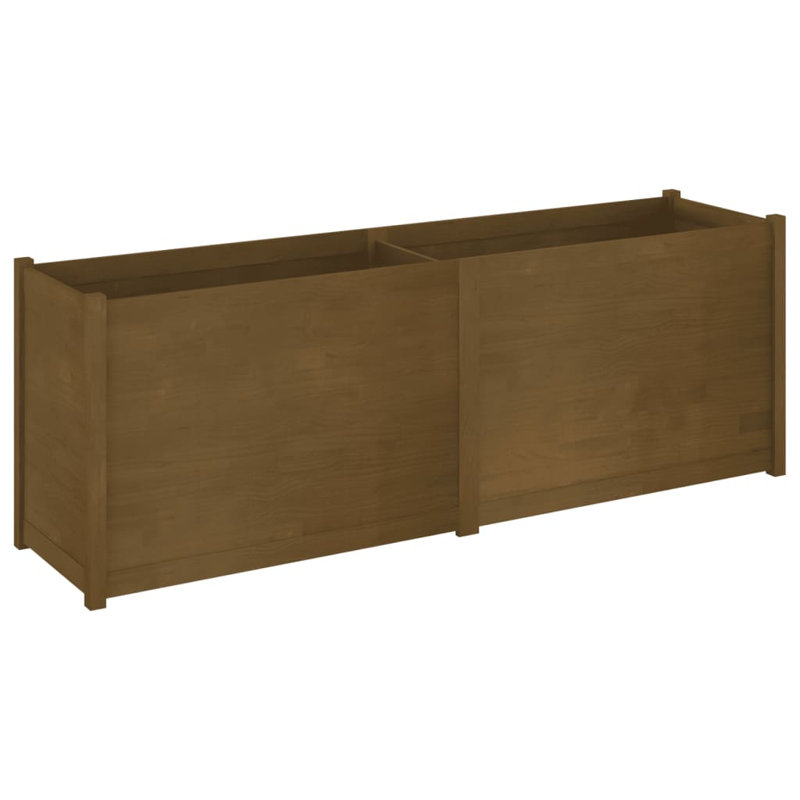 Wood Pot Planter, 27.6" H x 78.7" W x 19.7" D, Honey Brown
