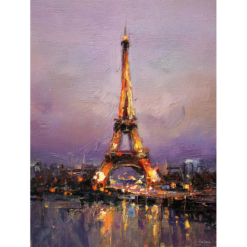 Violet Violet Eiffel sur toile tendue, H 24 po x l 16 po