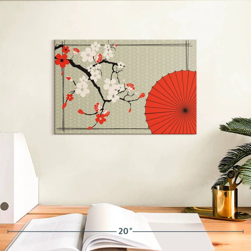 Kerner Red And White Sakura, 8" H x 12" W