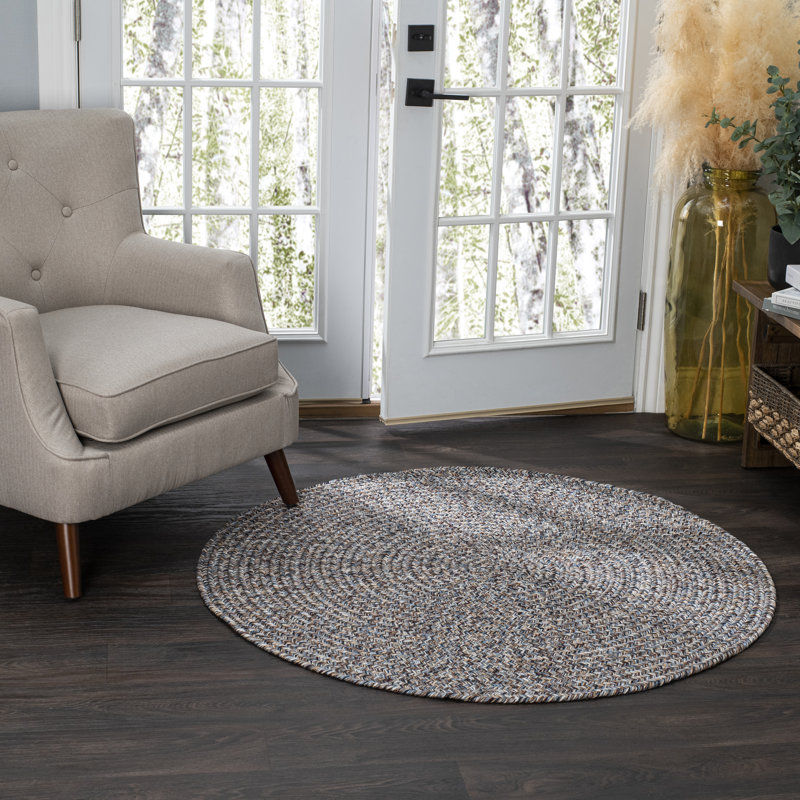 Tapis intérieur / extérieur bleu Seline, Rond 6 pi