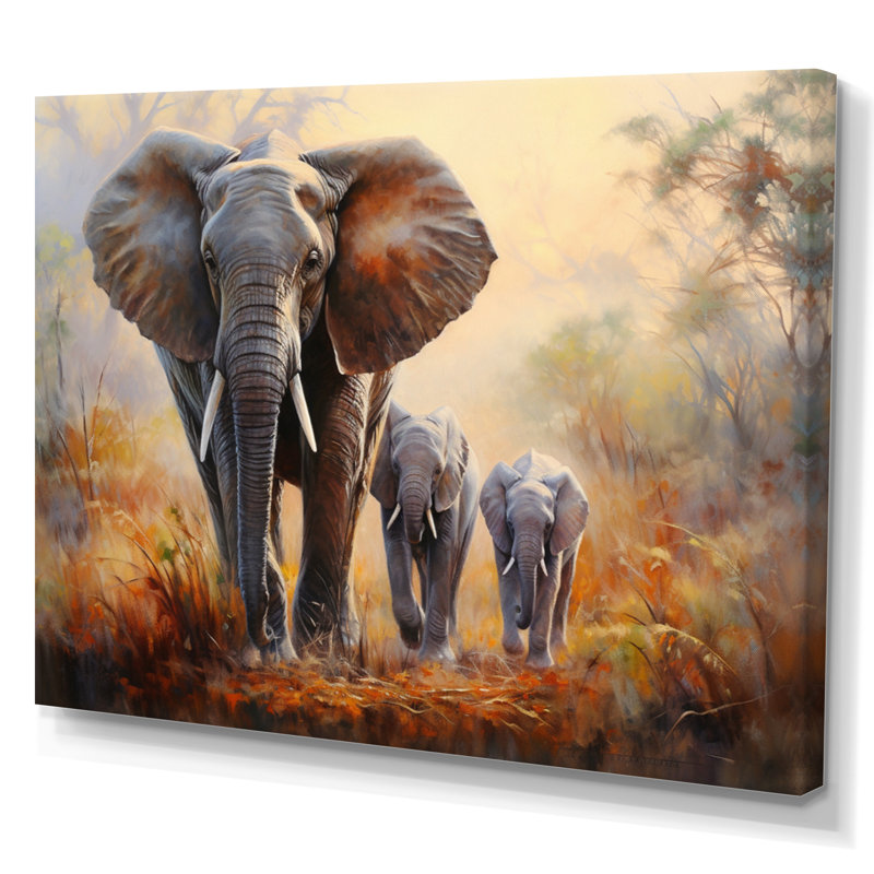 Éléphant, reproduction d'art sur toile, éléphant, Toile tendue, H 16 po x l 32 po x P 1 po
