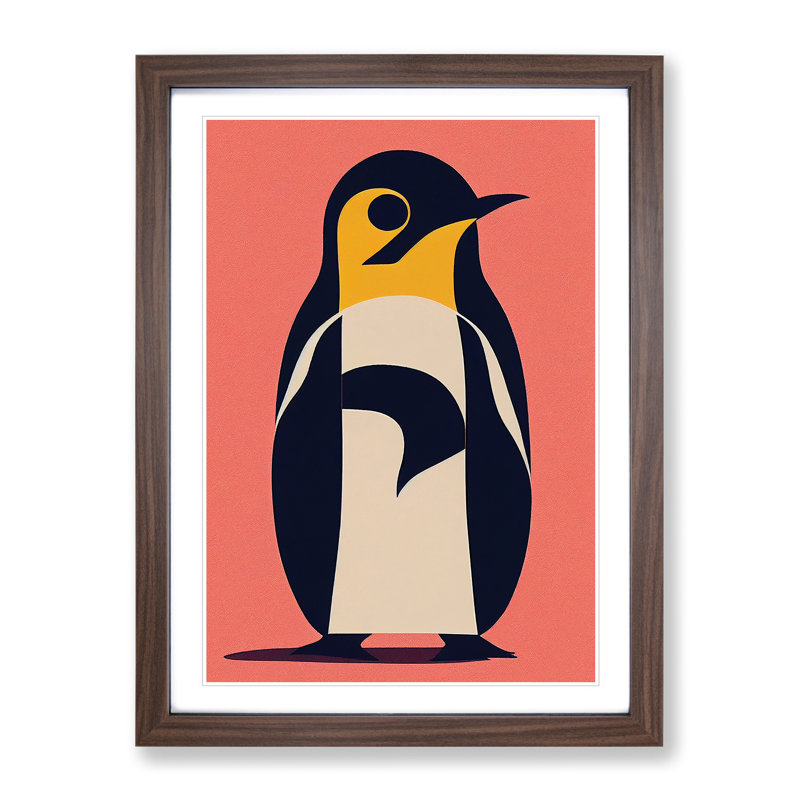 XV1022-3469X Penguin Abstract No.5 - Print, 64cm H x 46cm W, Walnut Frame, No Matte