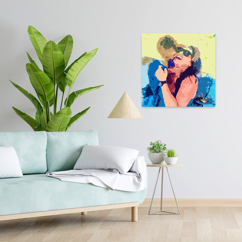 «Joyful Coastal Embrace», art mural contemporain abstrait, H 24 po x l 24 po