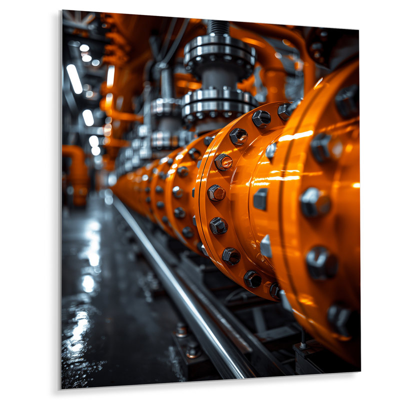 Orange orange Powerhouse Pulse Power Plant II - Power Plants, impression d'art mural, Métal métal, H 16 po x l 32 po