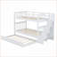 Lit simple superposé simple avec lit gigogne, structure en bois de pin et en panneau de fibres à densité moyenne, rangement pour escalier, aucun sommier nécessaire, blanc pour chambre à coucher / dortoir / adultes-2064636017