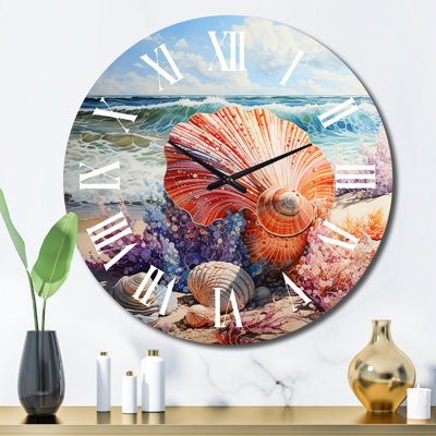 Horloge murale Beach Seashell Symphony Pointillism