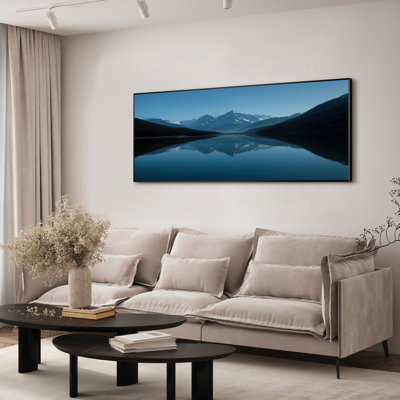 Très grande reproduction d'art sur toile - Paysage de lac de montagne pour la nature, décoration pour le salon ou la chambre à coucher - «Assemblage requis du cadre (cadre non fini)»