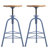 Adjustable Height Bar Stool with 360° Rotating Lifting, Industrial Metal Frame Round Wooden Seat Bar Stool for Kitchen Island, Pub, Cafe, Blue, Set of 2-313887612